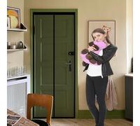 Fly Screen Door 120 x 244 cm Keep Pets Indoor, Hands-Free, Allow Fresh Air Flow Fly Screens Doors No-Drill Easy Installation for Bedroom, Living Room, Patio, Black