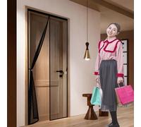 Fly Screen Door 124 x 172 cm Keep Pets Indoor, Hands-Free, Allow Fresh Air Flow Fly Door Screen Mesh No-Drill Easy Installation for Bedroom, Living Room, Patio, Black