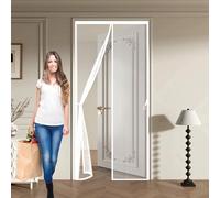 Fly Screen Door 124 x 179 cm Anti-Tearing Mosquito Door Net Keep Fly Bug Out Magnetic Curtain No-Drill Easy Installation for Living Room, Bedroom, Patio, White