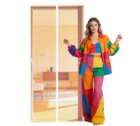 Fly Screen Door 127 x 222 cm No Drill Installation Magic Paste Curtains with Powerful Magnets Full Frame Magic Tape for Living Room, Bedroom, Patio, White