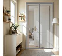 Fly Screen Door 128 x 208 cm with Powerful Magnets and Full Frame Magic Tape, Hands Free Closing Door Fly Screen Mesh Insect for Patio Balcony, Grey