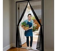 Fly Screen Door 135 x 200 cm Magnetic Insect Door Screen with Powerful Magnets and Full Frame Hook&Loop, No Gap, Keep Bugs Out Lets Fresh Air in, Kid and Pet Friendly, Black