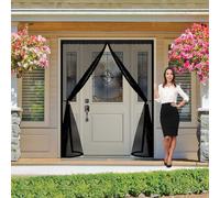 Fly Screen Door 150 x 200 cm Keep Bugs Out, Full Frame Magic Tape, Powerful Magnets, Self Sealing, No Drill Installation, Curtain Insect Mesh for Balcony Bedroom Doors, Black