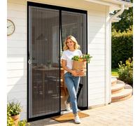 Fly Screen Door 150 x 214 cm Full Frame Magic Tape, Magnet Silent Closure, No Punching Heavy Duty Fly Screen Door Mesh Curtain with Magnets for Patio Balcony, Black