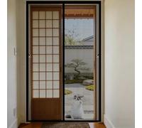 Fly Screen Door 150 x 242 cm Fly Screen Curtain for Doors with Powerful Magnets and Full Frame Hook&Loop, No Gap, Keep Bugs Out Lets Fresh Air in, Kid and Pet Friendly, Black