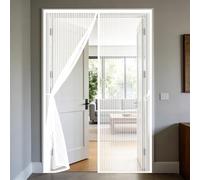 Fly Screen Door 150 x 90 cm Magnetic Flying Insect Door with Powerful Magnets and Full Frame Hook&Loop, No Gap, Keep Bugs Out Lets Fresh Air in, Kid and Pet Friendly, White