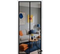 Fly Screen Door 165 x 255 cm Heavy Duty Mesh Bug Curtain with Powerful Magnets and Full Frame Hook&Loop, No Gap, Keep Bugs Out Lets Fresh Air in, Kid and Pet Friendly, Black