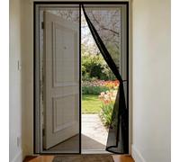 Fly Screen Door 165 x 255 cm Heavy Duty Self-Sealing Fly Mesh with Powerful Magnets and Full Frame Hook&Loop, No Gap, Keep Bugs Out Lets Fresh Air in, Kid and Pet Friendly, Black