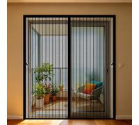 Fly Screen Door 165 x 255 cm Magnetic Fly Screen Curtain with Powerful Magnets and Full Frame Hook&Loop, No Gap, Keep Bugs Out Lets Fresh Air in, Kid and Pet Friendly, Black