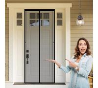 Fly Screen Door 165 x 255 cm Magnetic Flying Insect Door with Powerful Magnets and Full Frame Hook&Loop, No Gap, Keep Bugs Out Lets Fresh Air in, Kid and Pet Friendly, Black