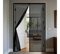 Fly Screen Door 170 x 200 cm Magnetic Flying Insect Door with Powerful Magnets and Full Frame Hook&Loop, No Gap, Keep Bugs Out Lets Fresh Air in, Kid and Pet Friendly, Black