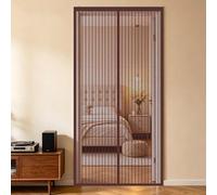 Fly Screen Door 170 x 212 cm Full Frame Magic Tape, Magnet Silent Closure, No Punching Reinforced Polyester Heavy Duty Fly Net for Door Magnetic for Kitchen Bedroom, Brown