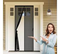 Fly Screen Door 175 x 170 cm Magnetic Fly Screen for Doors with Powerful Magnets and Full Frame Hook&Loop, No Gap, Keep Bugs Out Lets Fresh Air in, Kid and Pet Friendly, Black