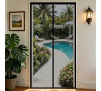 Fly Screen Door 176 x 190 cm Full Frame Magic Tape, Magnet Silent Closure, No Punching Fly Screen for Bifold Doors Heavy Duty Door Magnetic for Front Back, Black