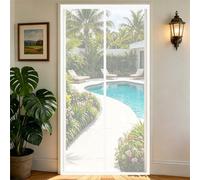 Fly Screen Door 176 x 190 cm No Drill Installation, Powerful Magnets, Full Frame Magic Tape Magnetic Screen Door Mesh Curtain Insect Protectionno Gap Net for Patio Balcony, White