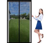Fly Screen Door 180 x 209 cm Keep Bugs Out Lets Fresh Air in, with Powerful Magnets and Full Frame Hook&Loop, No Gap, Anti Mosquito Mesh Fly Curtain Kid and Pet Friendly, Black