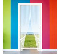 Fly Screen Door 200 x 200 cm Powerful Magnets Screen Mesh Insect Protection Door Easy to Install Without Drilling for Home, Bedroom, Living Room, Kitchen, Patio, White
