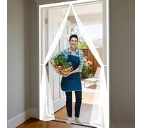 Fly Screen Door 200 x 242 cm Magnetic Insect Door Screen with Powerful Magnets and Full Frame Hook&Loop, No Gap, Keep Bugs Out Lets Fresh Air in, Kid and Pet Friendly, White