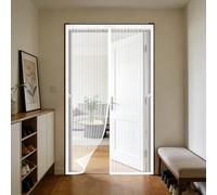Fly Screen Door 200 x 270 cm Magnetic Door Fly Screen Curtain with Powerful Magnets and Full Frame Hook&Loop, No Gap, Keep Bugs Out Lets Fresh Air in, Kid and Pet Friendly, White