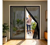 Fly Screen Door 210 x 215 cm Keep Bugs Out Lets Fresh Air in, with Powerful Magnets and Full Frame Hook&Loop, No Gap, Anti Mosquito Mesh Curtain Kid and Pet Friendly, Black