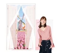 Fly Screen Door 250 x 200 cm Keep Bugs Out, Full Frame Magic Tape, Powerful Magnets, Self Sealing, No Drill Installation, Heavy Duty Door Screen for Balcony Bedroom Doors, White