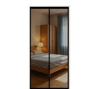 Fly Screen Door 250 x 200 cm Self Sealing Powerful Magnets Fly Screens Doors Nets with Powerful Magnets & Full Frame Magic Tape Suitable for Patio Doors Balcony Bedroom, Black