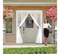 Fly Screen Door 65 x 180 cm Keep Bugs Out, Full Frame Magic Tape, Powerful Magnets, Self Sealing, No Drill Installation, Curtain Insect Mesh for Balcony Bedroom Doors, White