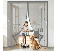 Fly Screen Door 70 x 187 cm with Powerful Magnets and Full Frame Magic Tape, Keep Bugs Out Magnetic Curtain Adhesive Installation Without Drilling for Terrace, Cellar, Grey