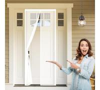 Fly Screen Door 70 x 194 cm Magnetic Fly Screen for Doors with Powerful Magnets and Full Frame Hook&Loop, No Gap, Keep Bugs Out Lets Fresh Air in, Kid and Pet Friendly, White