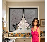 Fly Screen Door 77 x 154 cm Keep Pets Indoor, Allow Fresh Air Flow, Hands-Free No-Drill Easy Installation Anti-Mosquito Door Curtain for Living Room, Bedroom, Patio, Black