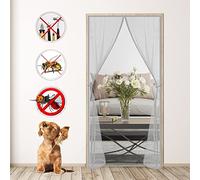 Fly Screen Door， 80x190cm Keep Insects Out Mosquito Door Screen Without Drilling,Magnetic Fly Mesh Nets for Doors Gray
