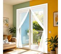 Fly Screen Door 81 x 150 cm Mosquito Proof Door Curtains with Powerful Magnets and Full Frame Hook&Loop, No Gap, Keep Bugs Out Lets Fresh Air in, Kid and Pet Friendly, White