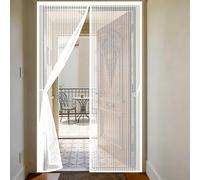 Fly Screen Door 81 x 280 cm Heavy Duty Self-Sealing Mesh with Powerful Magnets and Full Frame Hook&Loop, No Gap, Keep Bugs Out Lets Fresh Air in, Kid and Pet Friendly, White