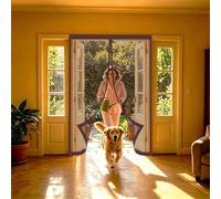 Fly Screen Door 82 x 196 cm with Powerful Magnets, Lets Fresh Air in, with Stay Open Buckles Door Fly Screen Mesh Insect for Terrace, Cellar, Brown