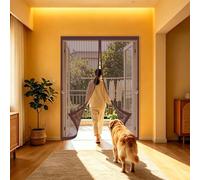 Fly Screen Door 82 x 300 cm with Powerful Magnets, Lets Fresh Air in, with Stay Open Buckles Magnetic Mesh Door Fly Screen Curtains to Stop Flies for Terrace, Cellar, Brown