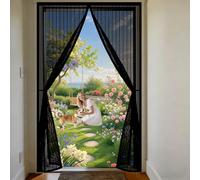 Fly Screen Door 83 x 240 cm Heavy Duty Mesh Bug Curtain with Powerful Magnets and Full Frame Hook&Loop, No Gap, Keep Bugs Out Lets Fresh Air in, Kid and Pet Friendly, Black