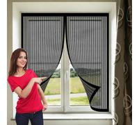 Fly Screen Door 84 x 113 cm Anti-Tearing Mosquito Door Net Keep Fly Bug Out Mesh Curtain Anti Mosquito No-Drill Easy Installation for Living Room, Bedroom, Patio, Black