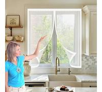 Fly Screen Door 84 x 113 cm Keep Pets Indoor, Allow Fresh Air Flow, Hands-Free Durable Mesh Curtains with Powerful Magnets for Balcony, Terrace, Cellar, White