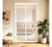 Fly Screen Door 84 x 180 cm Full Frame Magic Tape, Magnet Silent Closure, No Punching Back Door Fly Screen Curtain Magnetic Auto Close Insect Curtain for Front Back, White