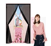 Fly Screen Door 85 x 220 cm Keep Bugs Out, Full Frame Magic Tape, Powerful Magnets, Self Sealing, No Drill Installation, Heavy Duty Door Screen for Balcony Bedroom Doors, Black