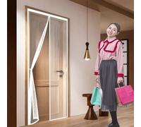 Fly Screen Door 88 x 238 cm Keep Pets Indoor, Hands-Free, Allow Fresh Air Flow Fly Door Screen Mesh No-Drill Easy Installation for Bedroom, Living Room, Patio, White