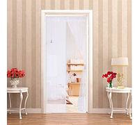 Fly Screen Door 90 x 200 cm [Upgraded Version] Magnetic Screen Door with Durable Fiberglass Mesh Curtain and Full Frame Hook & Loop Fits Door,Hands Free - White