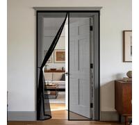 Fly Screen Door 90 X 210 Cm Translucent, Tear-Resistant, Strap At The Top, No Drilling Required, Automatic Closing, Cannot Be Shortened, Protection(Black,130x220cm)