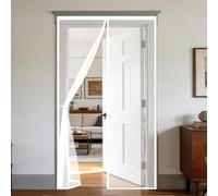 Fly Screen Door 90 X 210 Cm Translucent, Tear-Resistant, Strap At The Top, No Drilling Required, Automatic Closing, Cannot Be Shortened, Protection(White,95 x 195 cm)