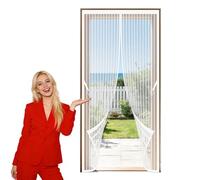 Fly Screen Door 99 x 208 cm Full Frame Magic Tape Screen Door Keeps Bugs Out Suitable for Balcony, Terrace, Cellar, Bedroom and Sliding Room, White