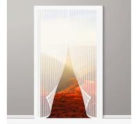 Fly Screen Door Magnet 105 x 209 cm Mesh Curtain No Drilling Powerful Magnet & Full Frame Magic Tape for Patio Balcony, White