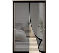 Fly Screen Door Magnetic Insect Protection Balcony No Drilling, Full Frame Fastener, Curtain for Sliding(Black,90x210cm)