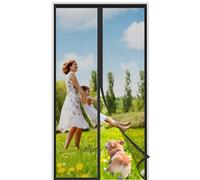 Fly Screen Door, Magnetic Screen Door, Reinforced Polyester Double Door Screen Curtain for Sliding Door Patio Door Double Door French Door Keep Fly Bug Out, Black, Double-Open (220x200cm)