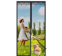 Fly Screen Door, Magnetic Screen Door, Reinforced Polyester Double Door Screen Curtain for Sliding Door Patio Door Double Door French Door Keep Fly Bug Out, Black, Double-Open (140x200cm)