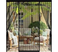 Fly Screen Door, Magnetic Screen Door, Reinforced Polyester Double Door Screen Curtain for Sliding Door Patio Door Double Door French Door Keep Fly Bug Out, Black, Double-Open (140x200cm)